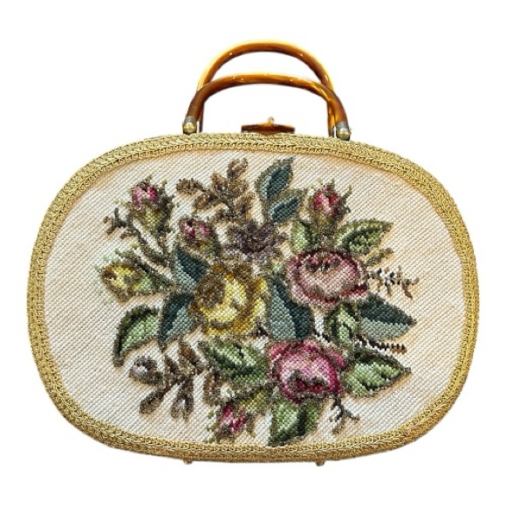 Collectable Faye Mell Rosen Vintage floral needlepoint handbag